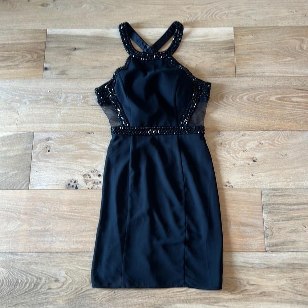 Minuet black beaded dress size small